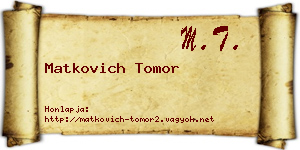 Matkovich Tomor névjegykártya